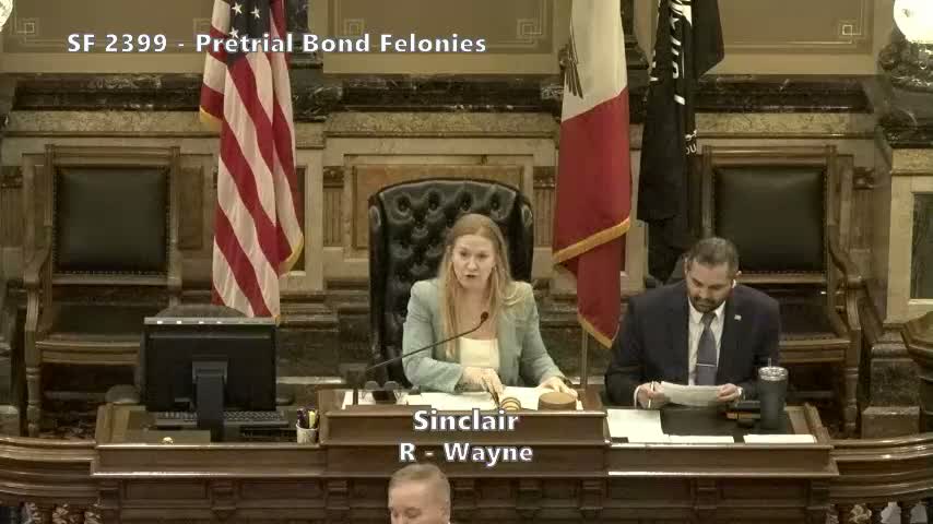 Iowa Senate adopts bill to revise pretrial bond rules and index amounts to inflation
