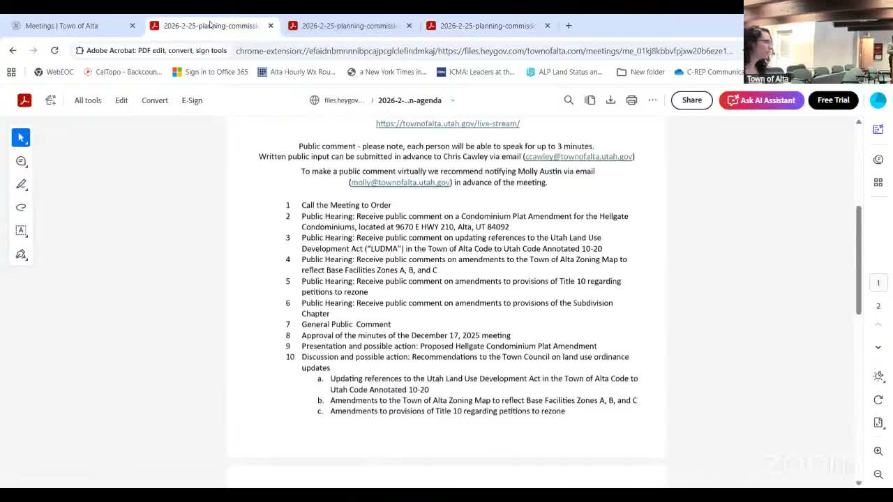 Alta planning commission reviews open‑meetings rules, schedules town hall on capital improvements