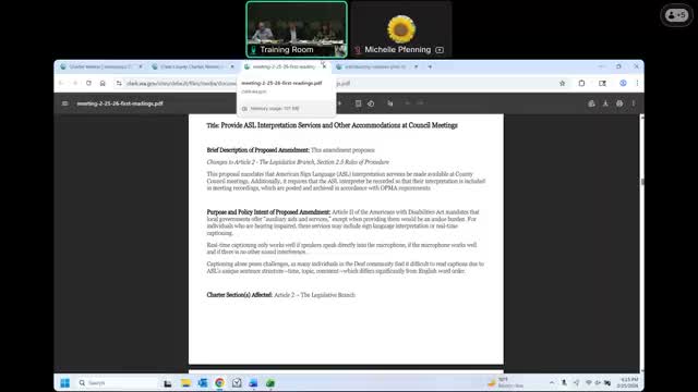 Multiple charter amendment proposals advance to second reading after Feb. 25 first readings