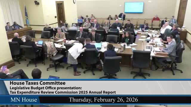 Taxes committee hears LBO briefing on Tax Expenditure Review Commission; commission recommended modifications to several tax breaks