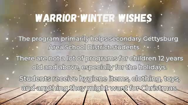 Gettysburg Area School District social worker highlights Warrior Week 2 Wishes, which will help about 200 students this year