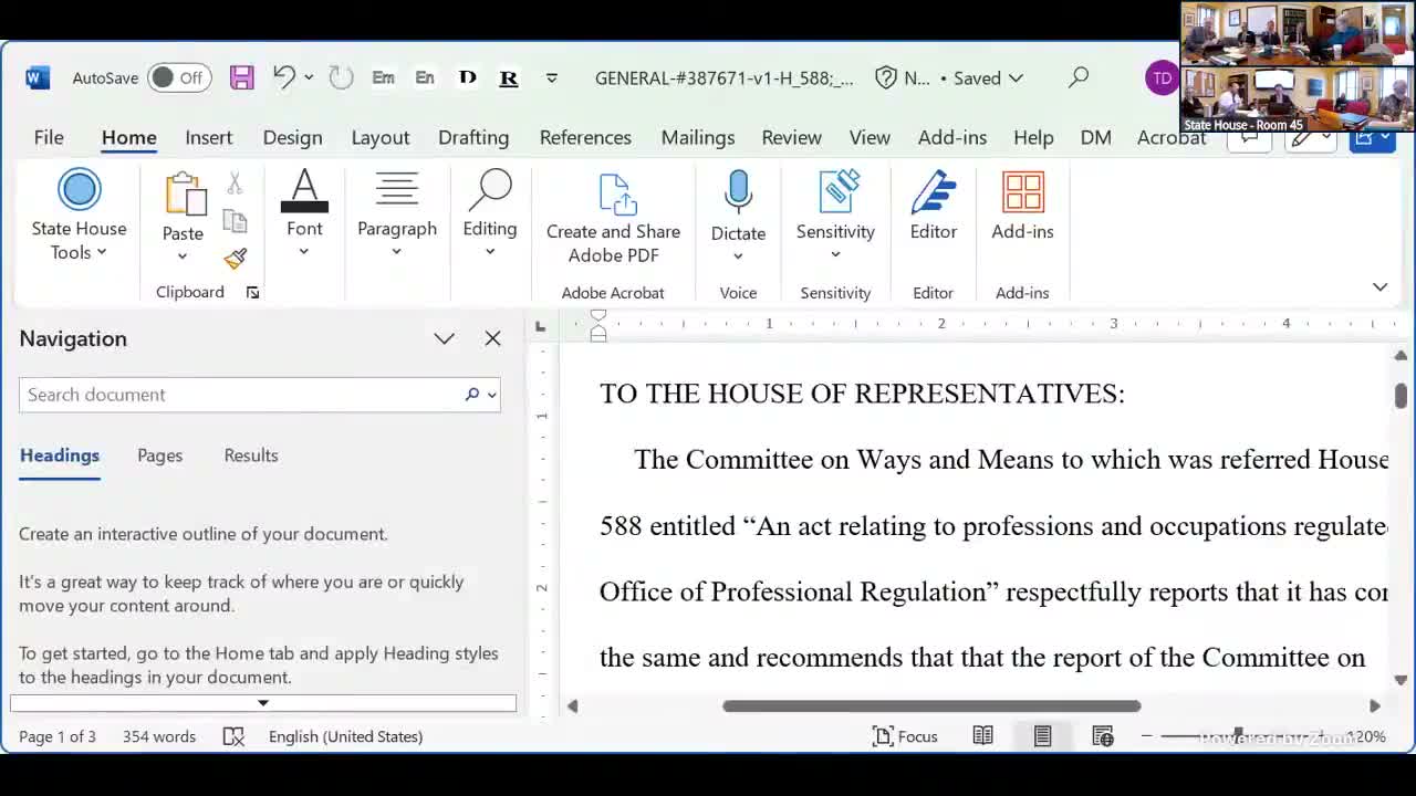 Committee amends H588 to clarify massage/bodywork registration and establishment fees