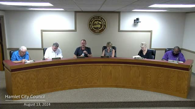 Hamlet City Council adopts annexation ordinance, approves water-sewer resolution and tables depot rental