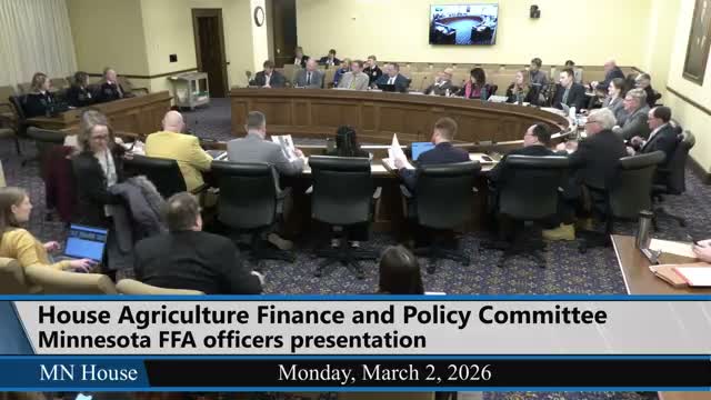 Minnesota FFA officers brief House agriculture committee on student programs