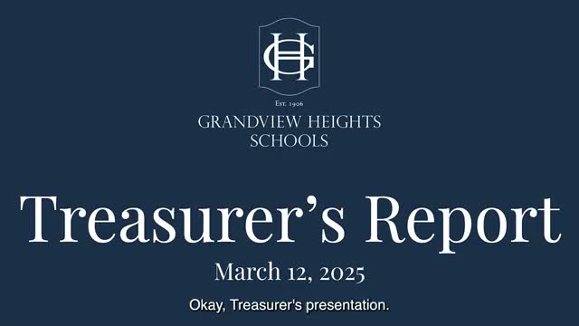 Treasurer reports bond sale, tax collections and AEP substation timeline; district projects tax receipts in 2028