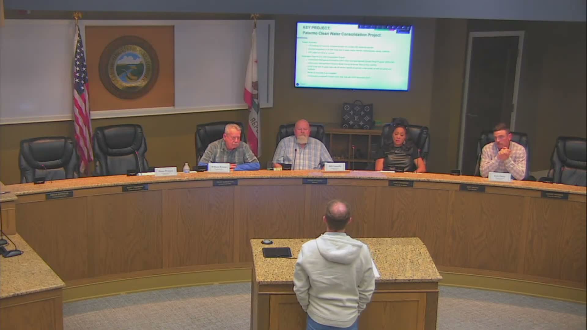 Palermo clean‑water consolidation and regional conjunctive‑use projects highlighted; pilot drainage clearing credited with reducing flooding