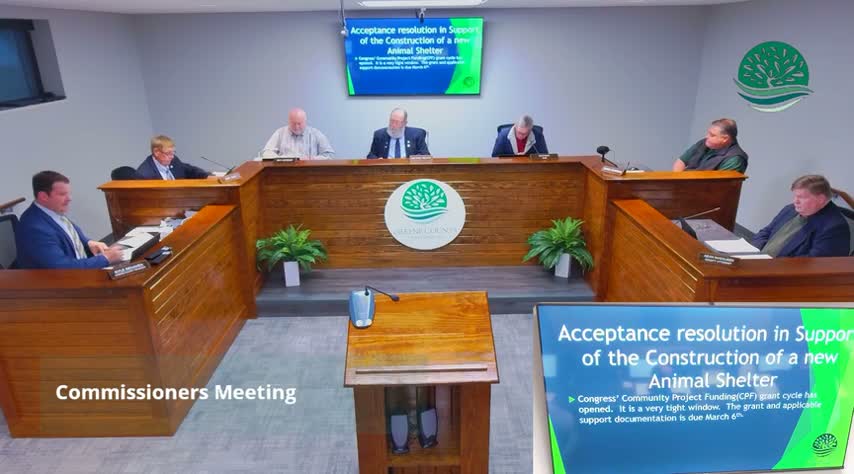 Commissioners unanimously back walk-on resolution supporting CPF grant application for new animal shelter