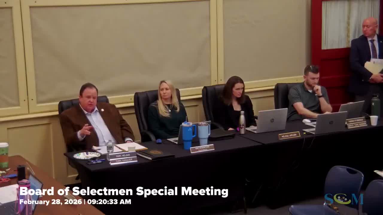 Town manager proposes moving small capital into operating to reduce reserve reliance; board probes $2.2M HS track and turf plan