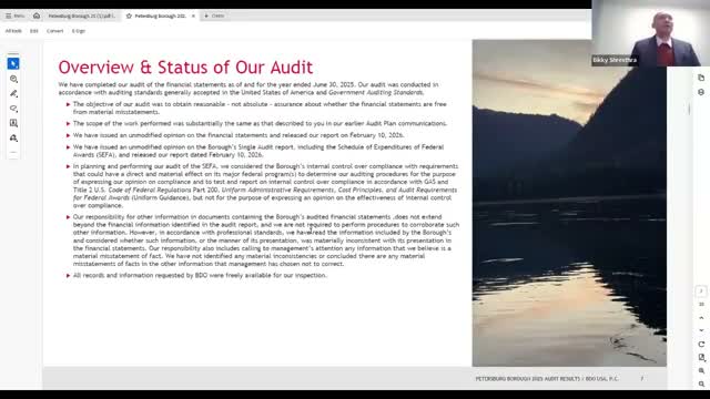 Petersburg Borough receives clean BDO audit for 2025; small lease reporting note disclosed