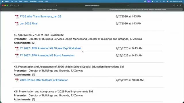 Big Lake board approves LTFM amendment, awards renovations and pool contracts