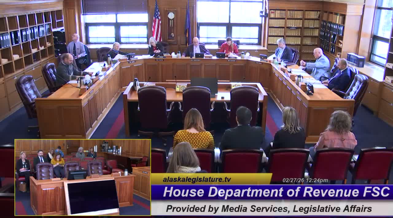 House Finance Subcommittee adopts FY27 Department of Revenue budget, limits funding for APFC’s second office