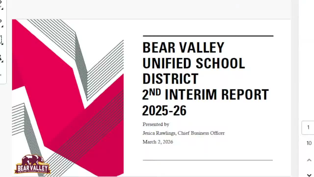 Bear Valley Unified staff report widened 2025–26 deficit, urge attrition-based cuts if one-time state funds don’t appear