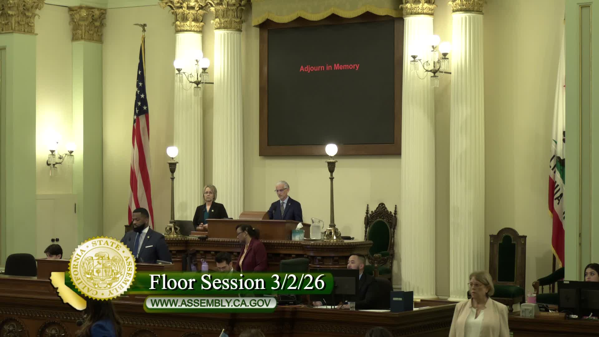 Assembly members pay tribute to Steven Cassidy and Joseph R. Martinez during adjournments in memory