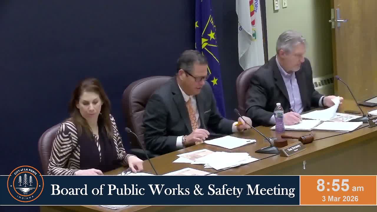 La Porte approves inspection and public-works contracts, emergency demolition award and utility solicitations