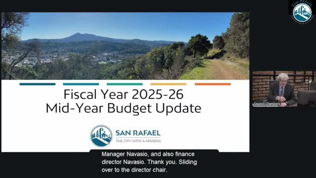 San Rafael Council accepts midyear budget update and authorizes credit-card fees; personnel changes approved