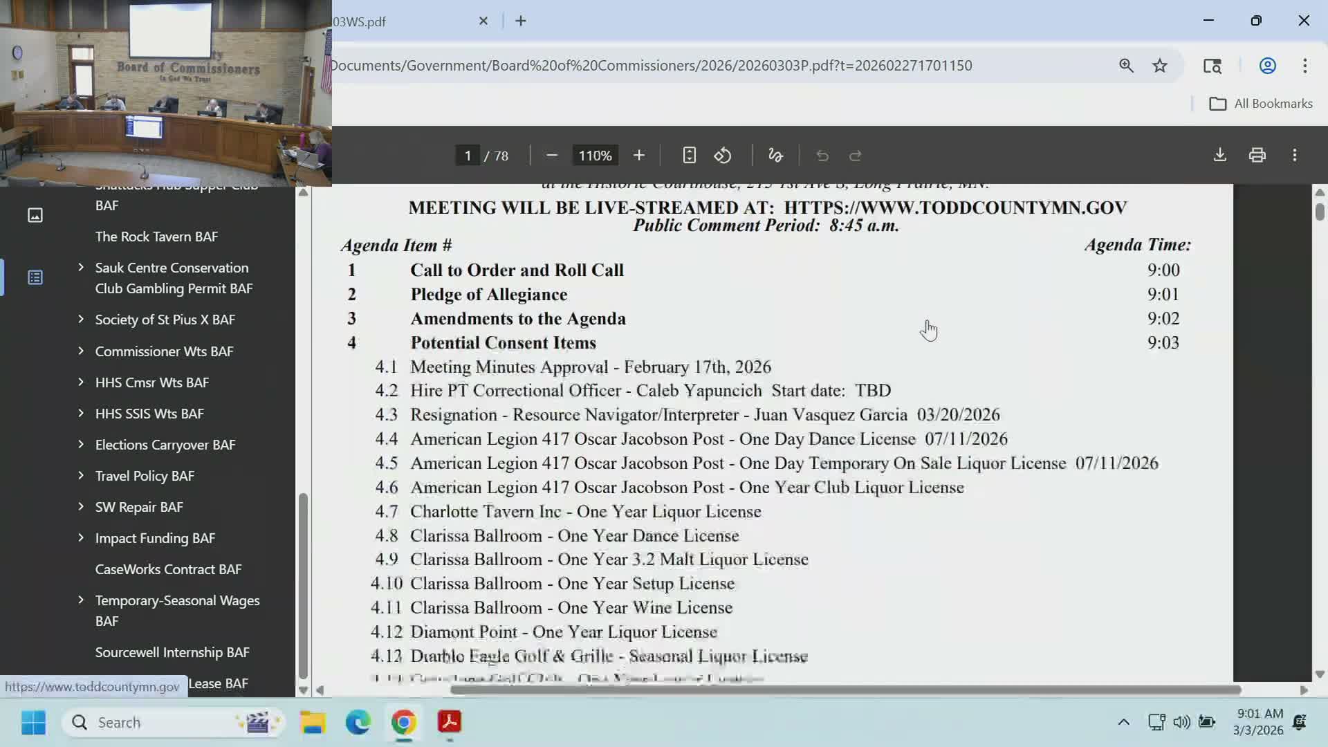 Todd County commissioners approve consent items, warrants and election carryover