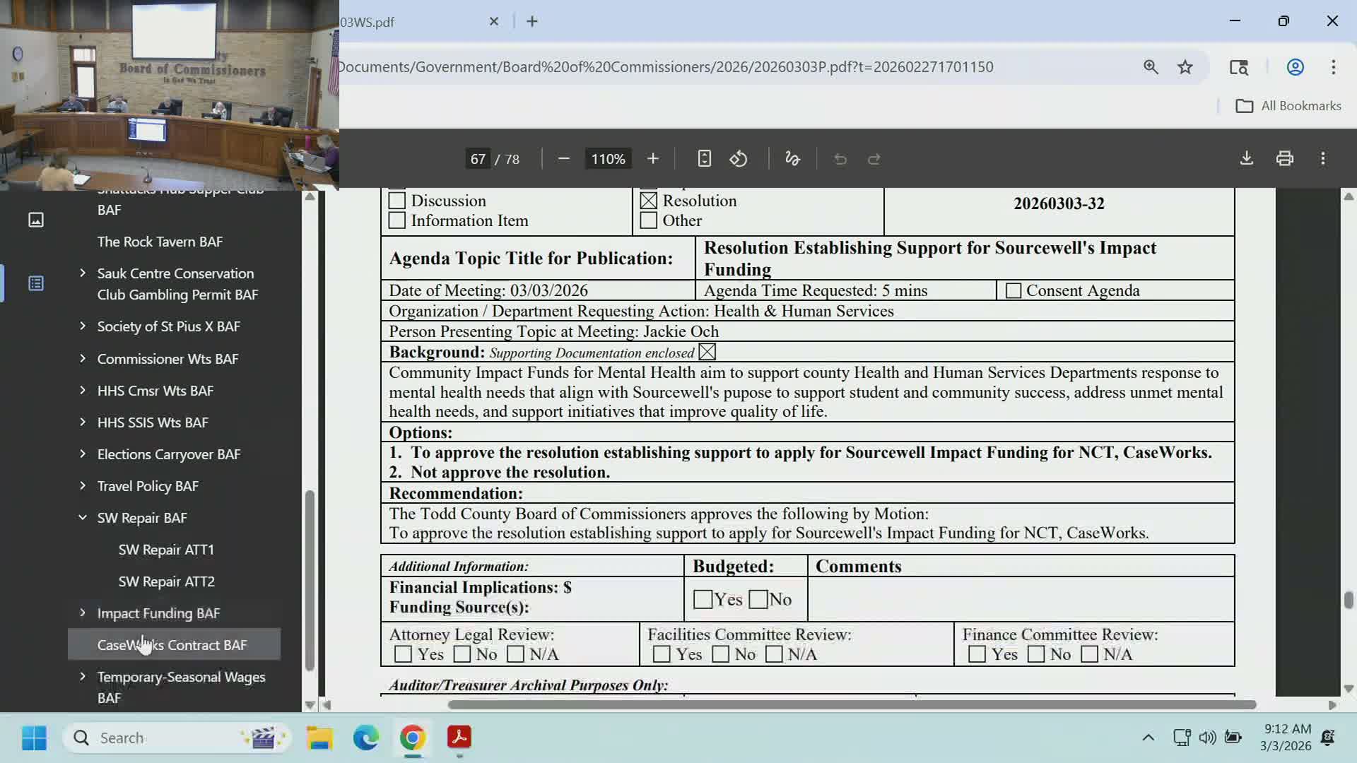 Board backs Sourcewell funding application and approves 1‑year CaseWorks implementation contract