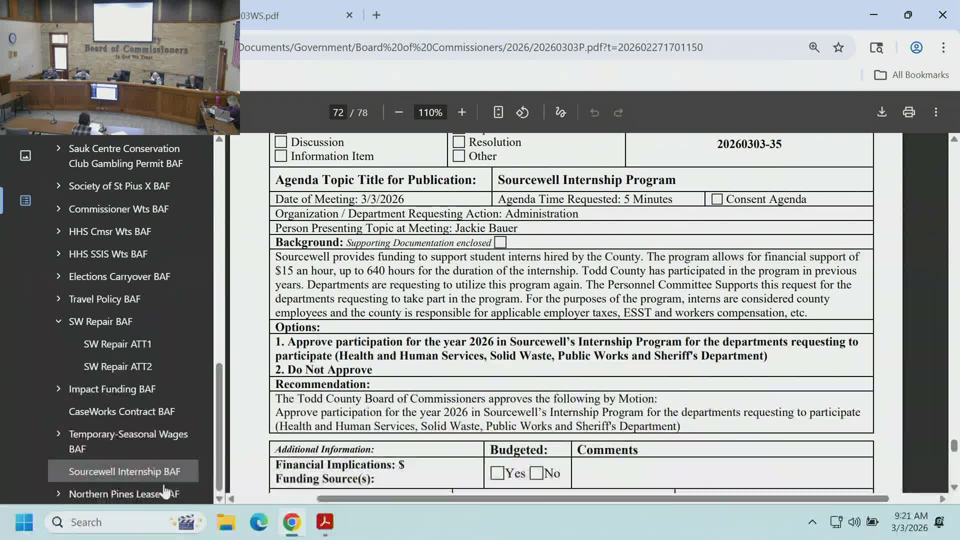 Board approves one‑year lease with Northern Pines Mental Health Center for Staples building