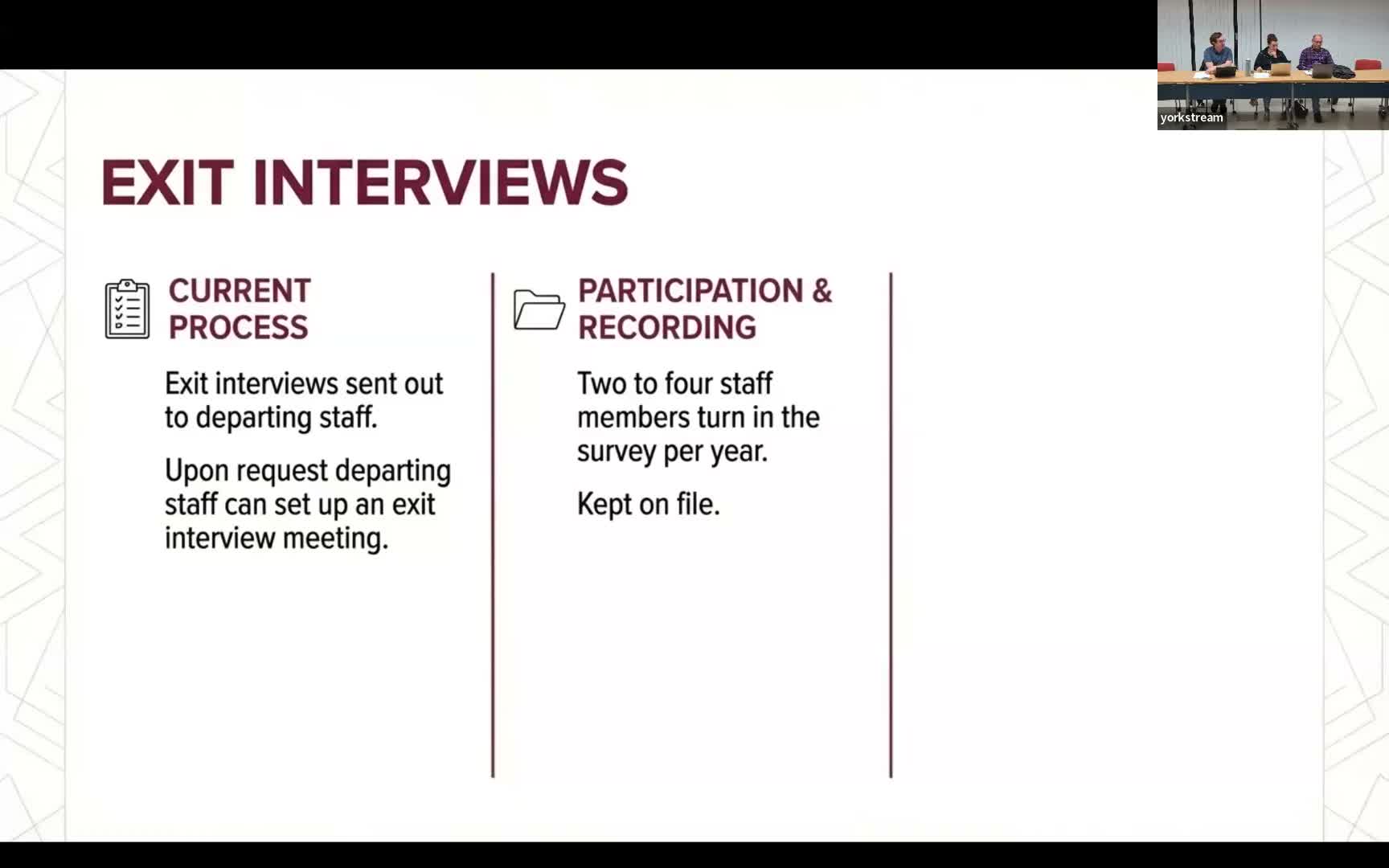 Committee reviews tenure recommendation process and state APPR changes