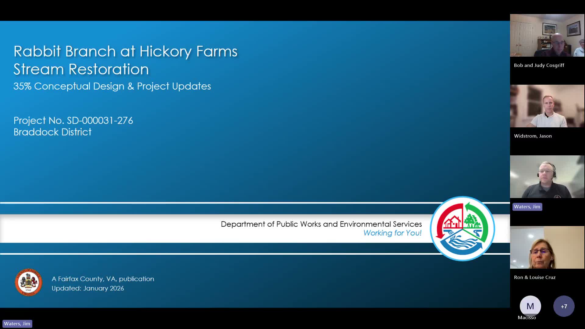 Fairfax County unveils 35% design for Rabbit Branch stream restoration in Hickory Farms