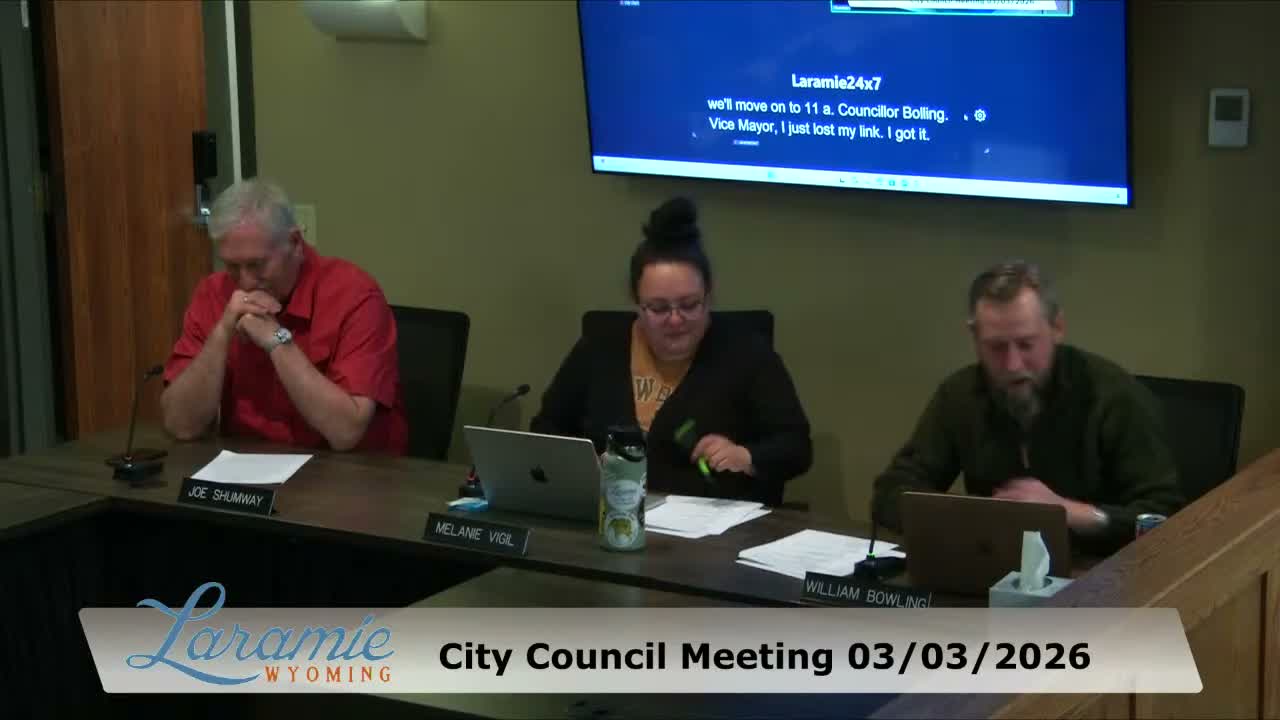 Votes at a glance: Laramie City Council actions on March 3, 2026
