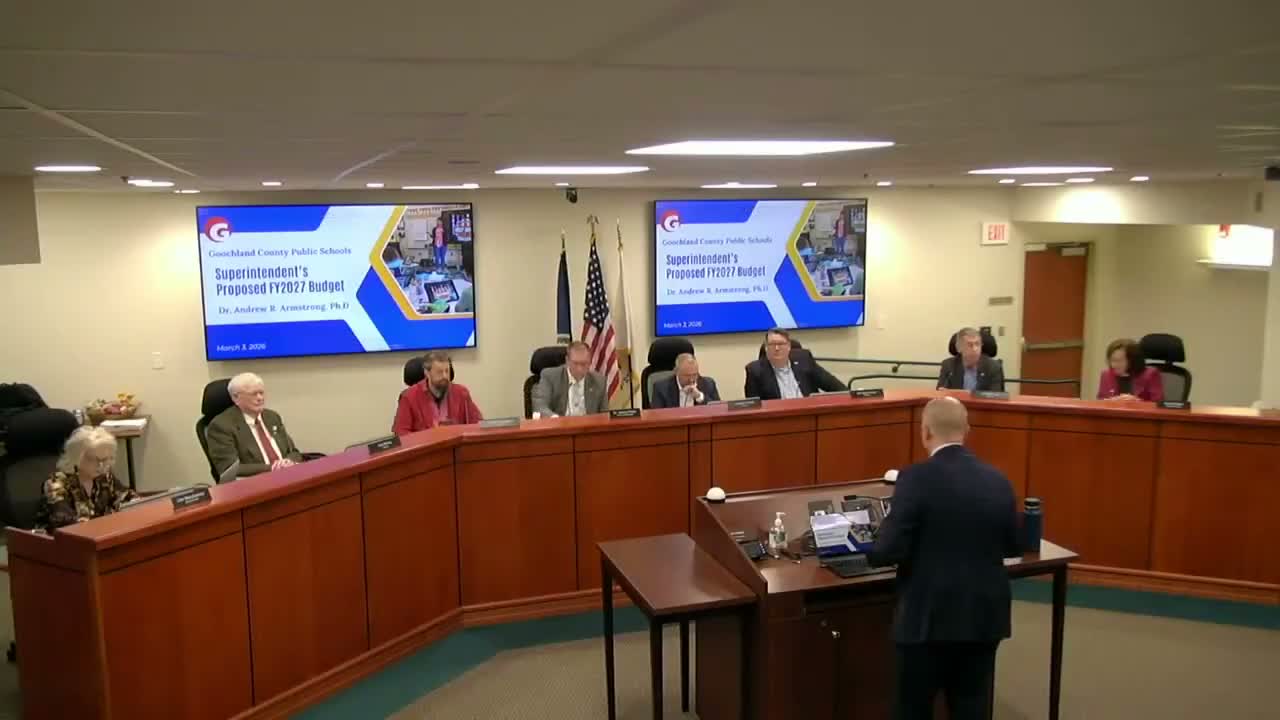 Superintendent presents FY27 "needs‑based" school budget, requests 3% raises and new positions