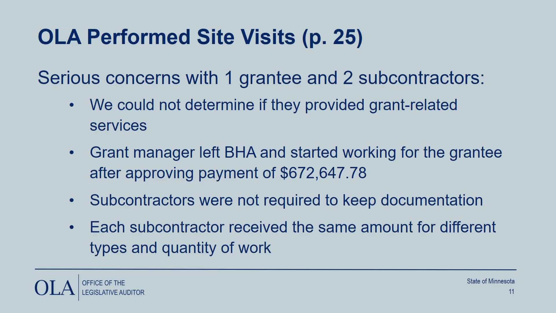 Legislative audit finds major grant-management failures at Minnesota DHS; commissioner pledges fixes and investigations