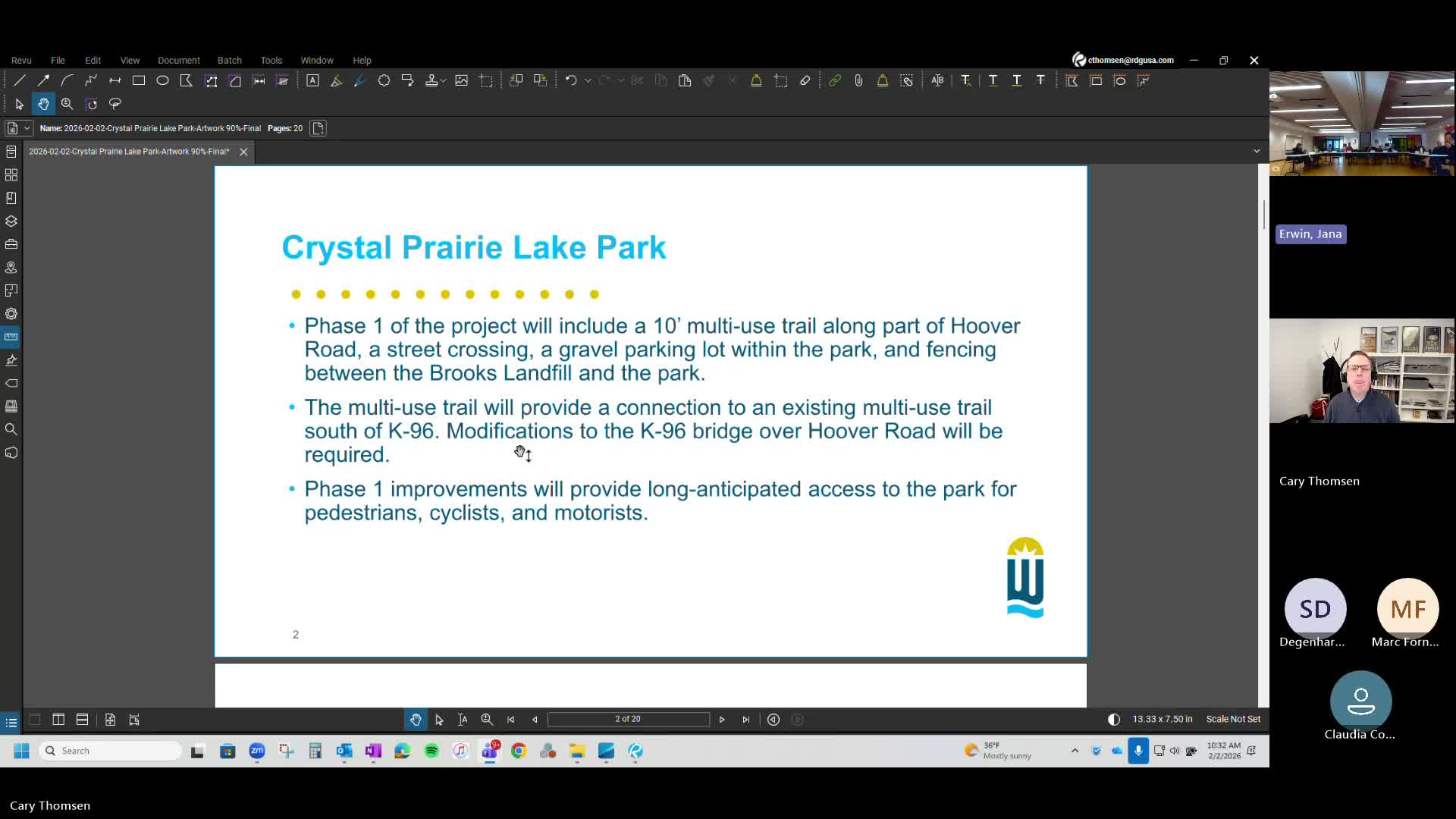 Design council approves 90% design for Crystal Prairie Lake Park with conditions on ADA, quotes and future lighting conduit