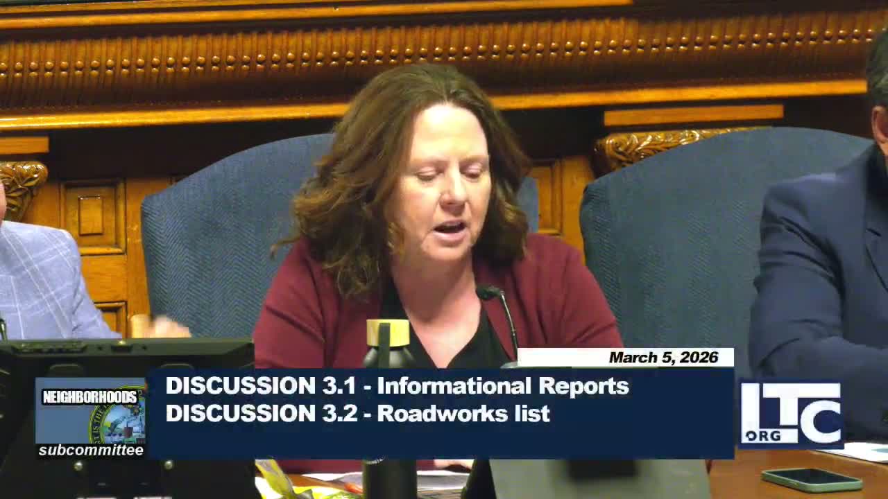 Subcommittee asks city manager to assemble central calendar for routine resident reports