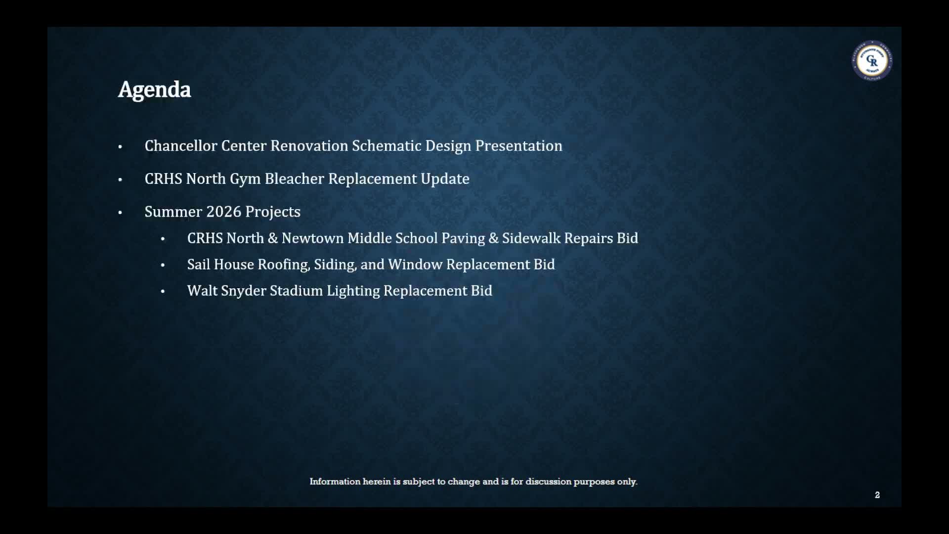 Council Rock SD reviews schematic design, budget and groundwater concerns for Chancellor Center renovation