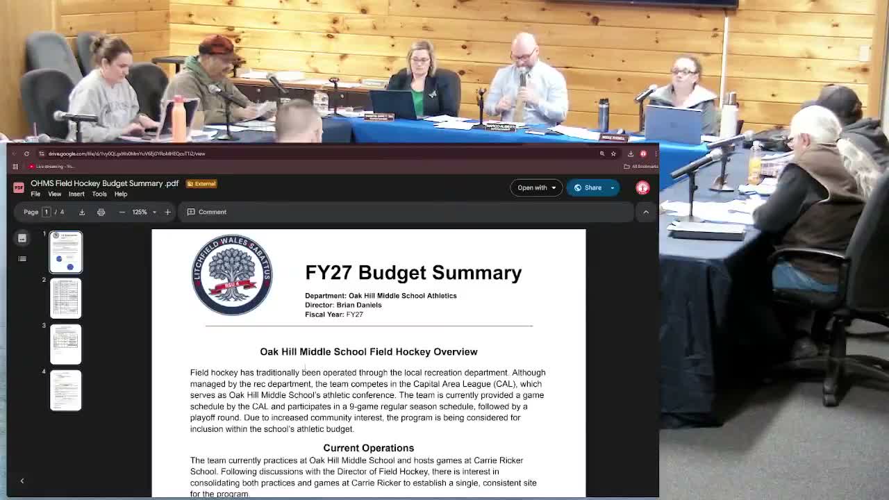 RSU 04 workshop hears parents and athletic director urge adding middle-school field hockey to district budget