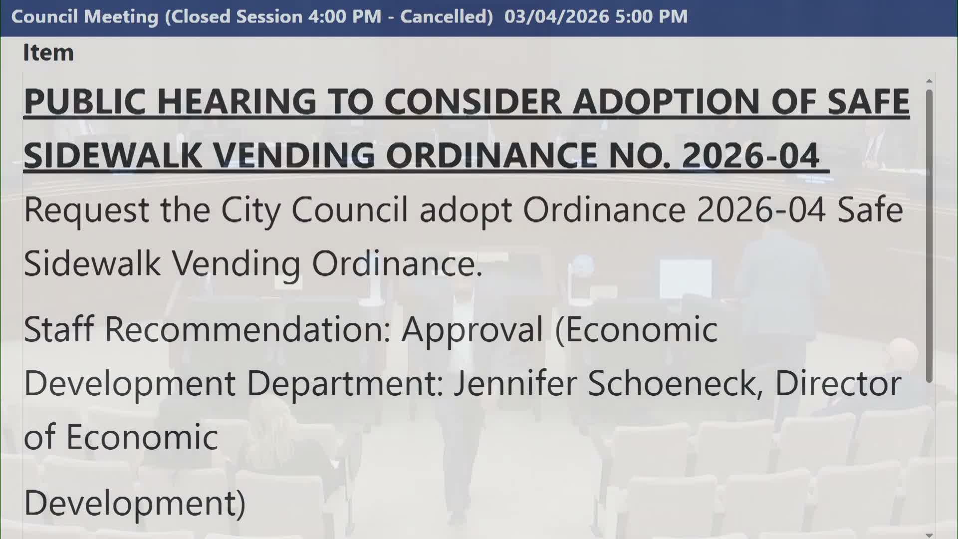 Escondido council advances sidewalk-vending ordinance after months of debate over school buffers, IDs and hours