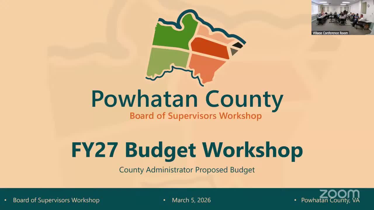 Powhatan proposes 77¢ tax rate and prioritizes public-safety pay, reserves and cash-funded vehicles in FY27 budget