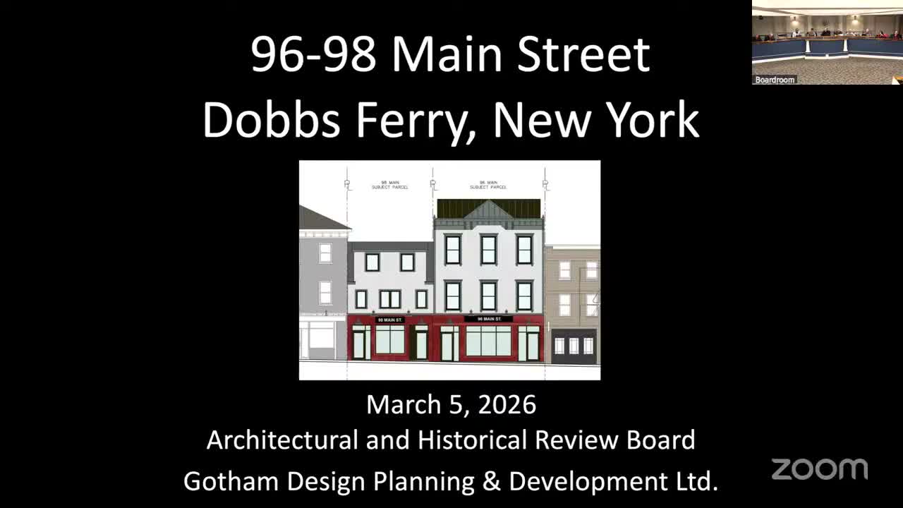 Dobbs Ferry planning board reviews windows, storefront and brick choices for 96 and 98 Main Street