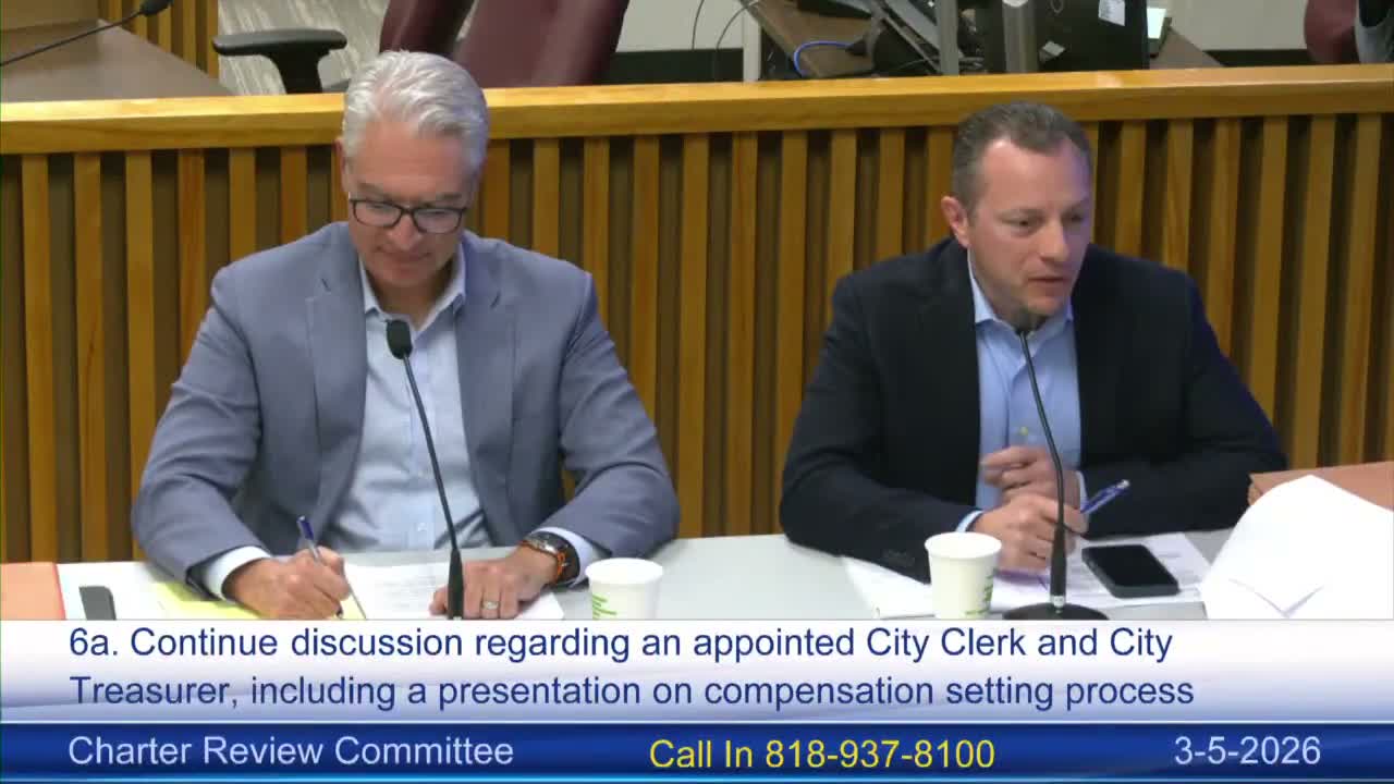 Charter review committee votes to keep clerk and treasurer elected, asks staff to draft pay‑protection language