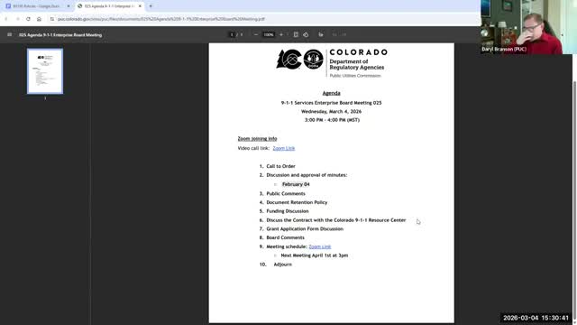 Board told resource-center contract cannot be created until enterprise fund receives surcharge remittances; first payment estimated near $200,000