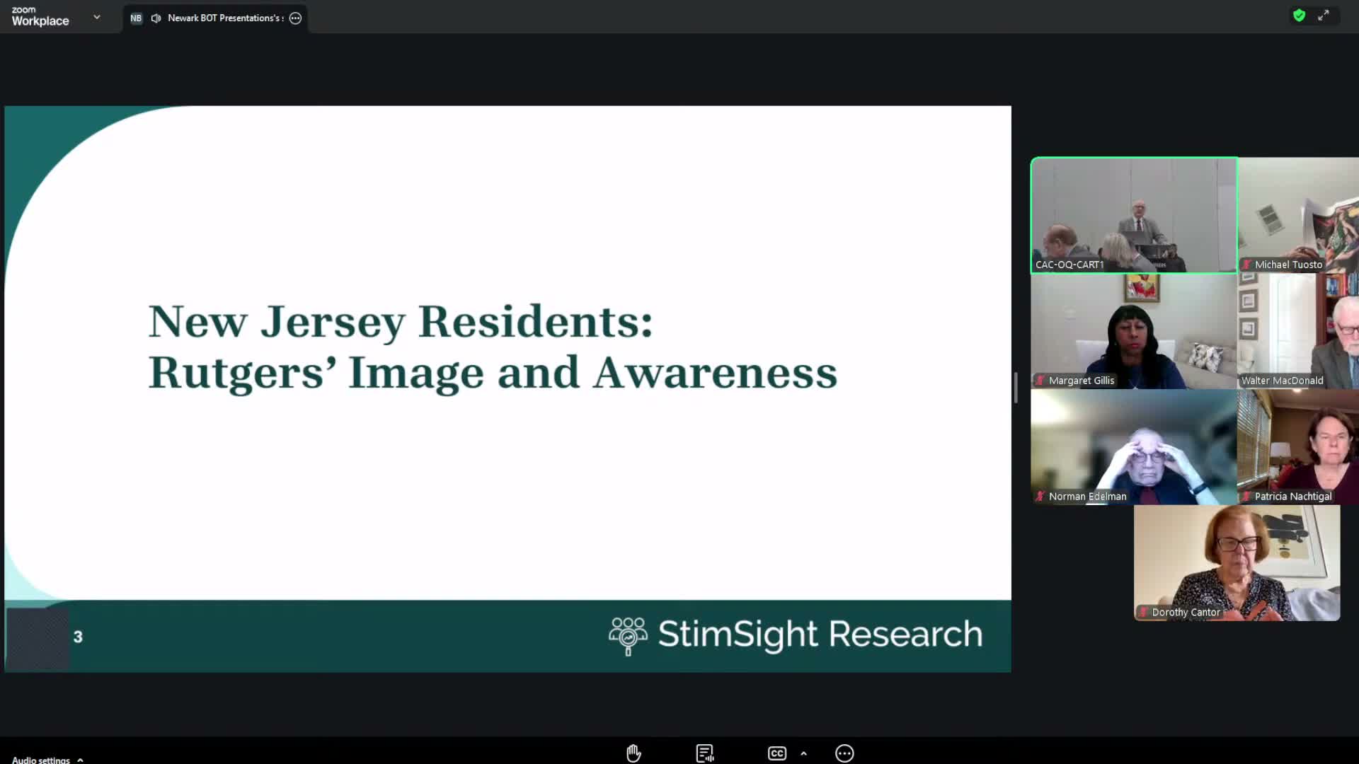 Survey: Majority of New Jersey residents and businesses view Rutgers favorably, presenter says