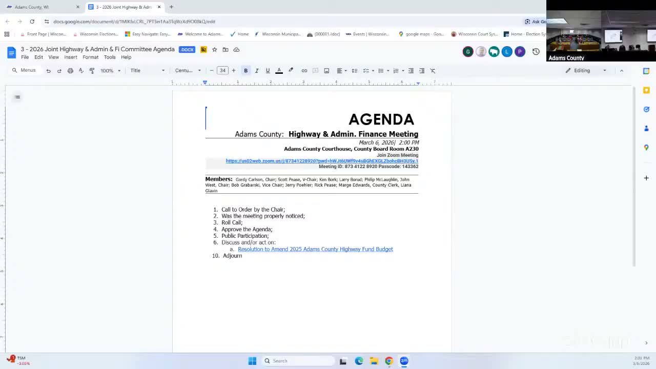 Adams County committees forward $1 million transfer to cover County Highway Z cost overrun