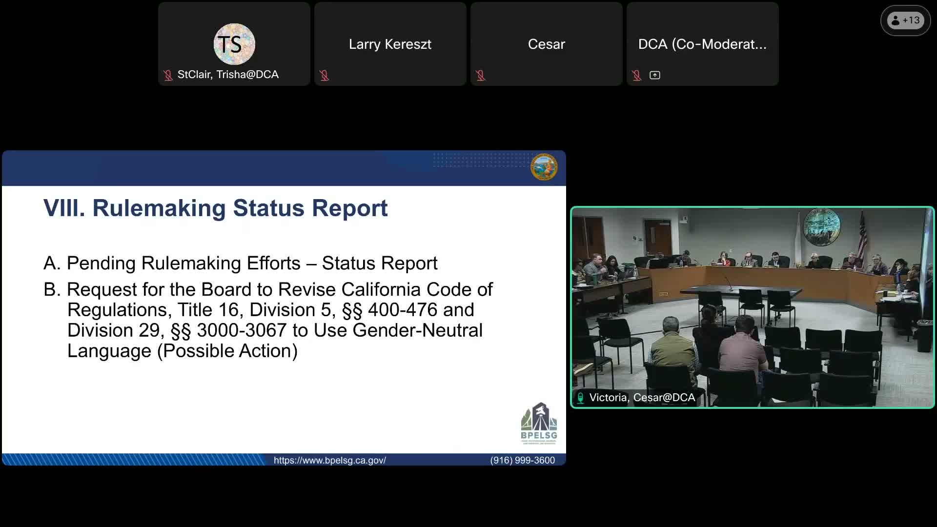 Board directs staff to prepare options to update regulations with gender-neutral language