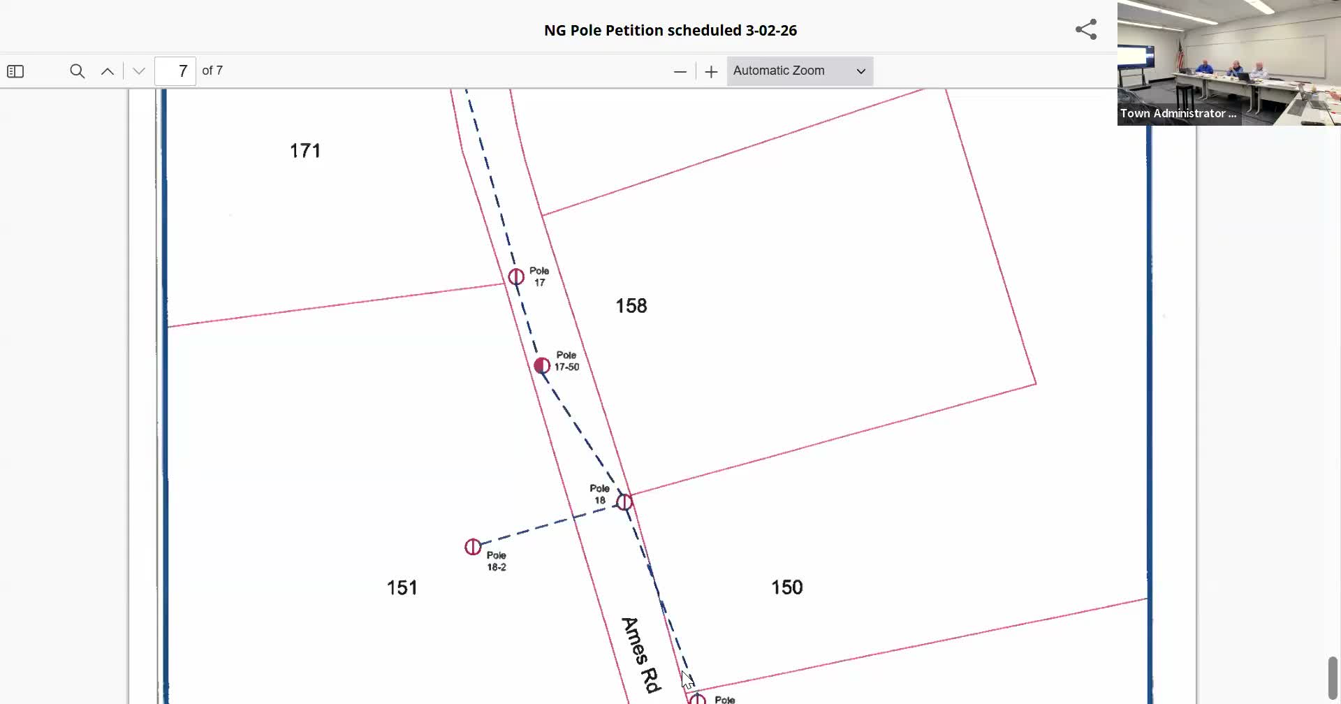 Select board continues National Grid/Verizon pole hearing on Ames Road to March 16