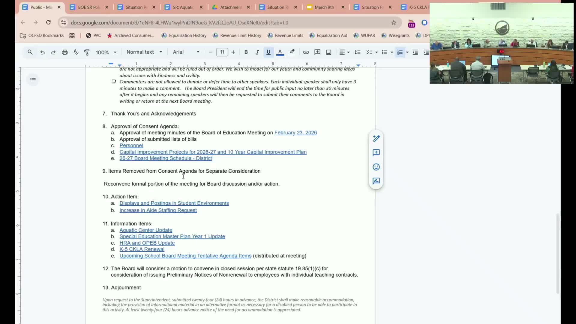 Board debates and votes on displays and postings policy after public objections