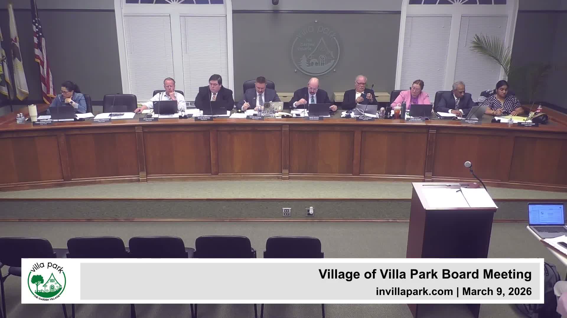 Villa Park trustees approve IT licensing, rock-salt contracts and a separation agreement; table budget and consulting-list items