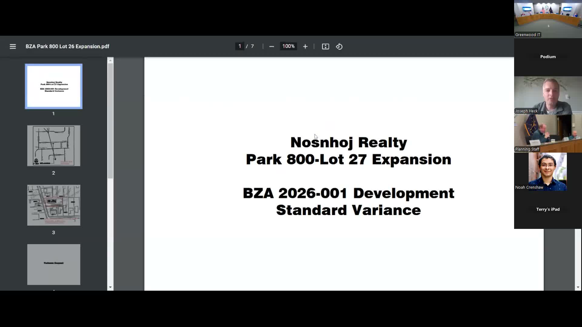 BZA approves front-setback variance for Park 800 Lot 27 expansion