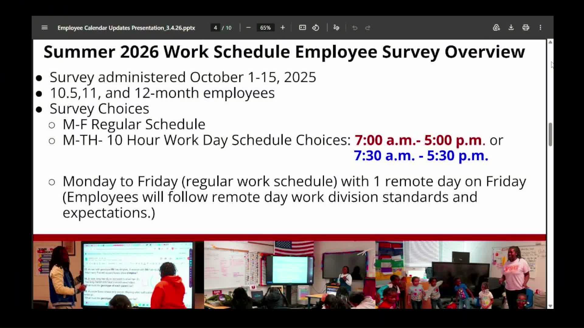 Board approves calendar tweaks and a summer remote workday after employee survey