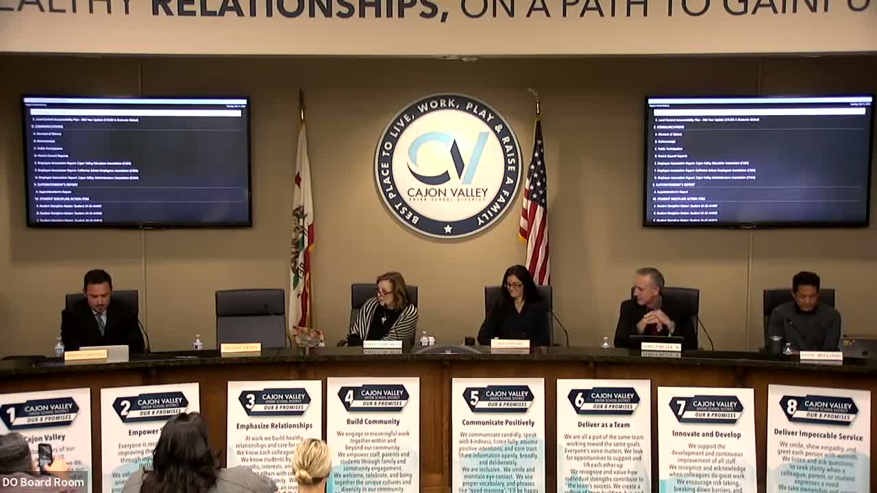 Cajon Valley Union board hears midyear LCAP update; district highlights literacy training, safety hires and attendance gains