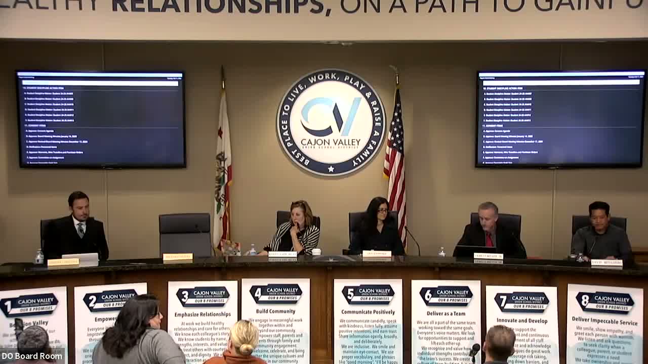 Board approves student discipline recommendations, personnel appointments and labor agreement; roll calls mostly unanimous