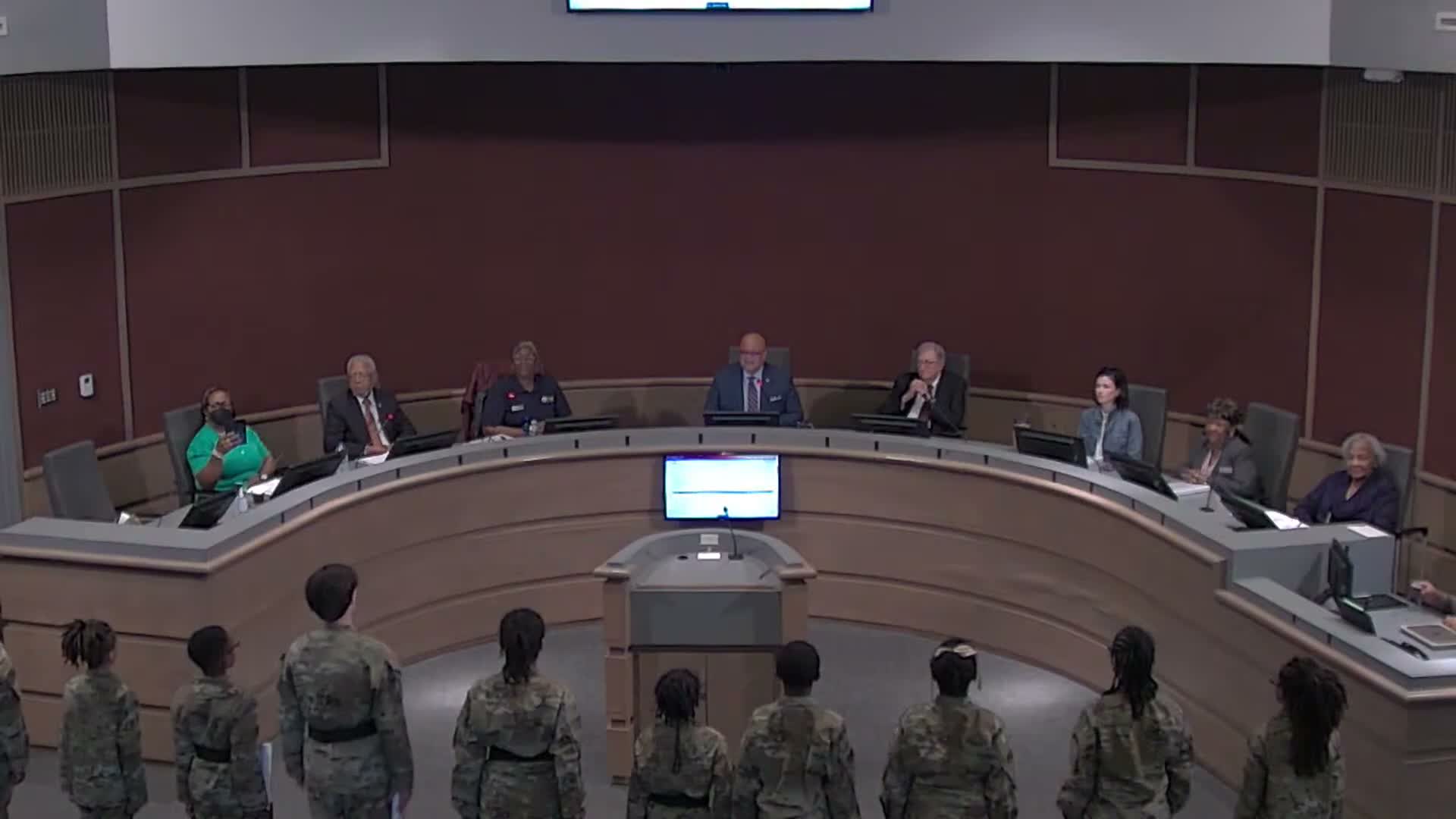 Students honored and the district's first elementary cadet unit presents at board meeting