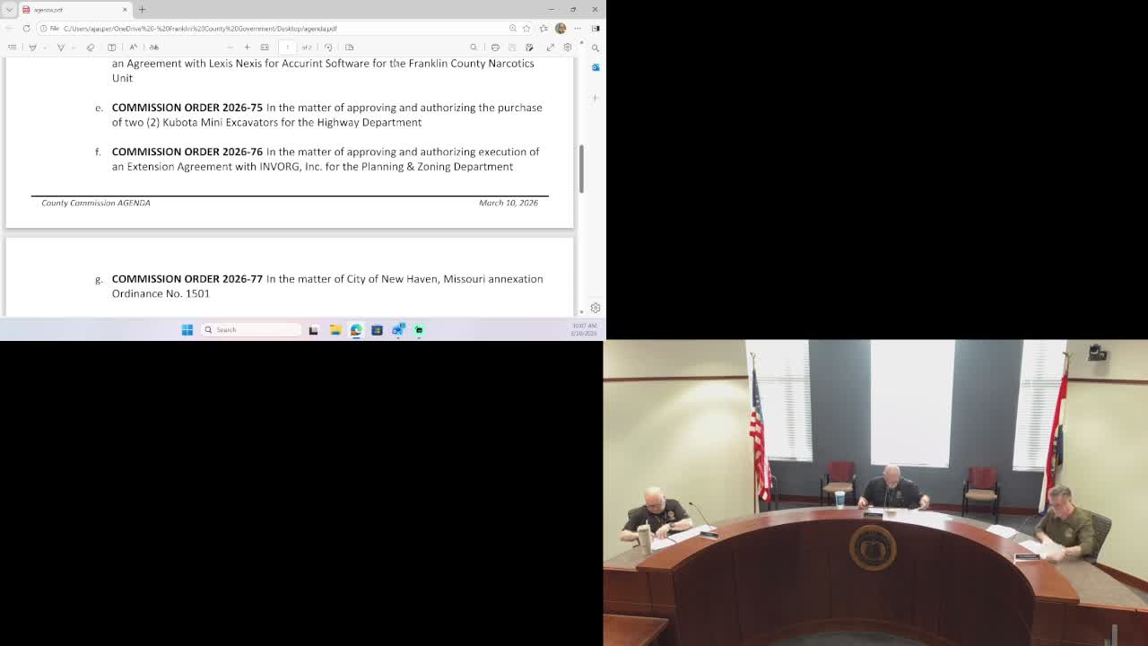 Franklin County commission approves series of orders including Parkview Manor improvement district and equipment purchases