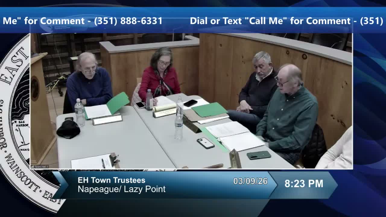 Trustees discuss winter dock damage and whether to expand kayak‑rack program