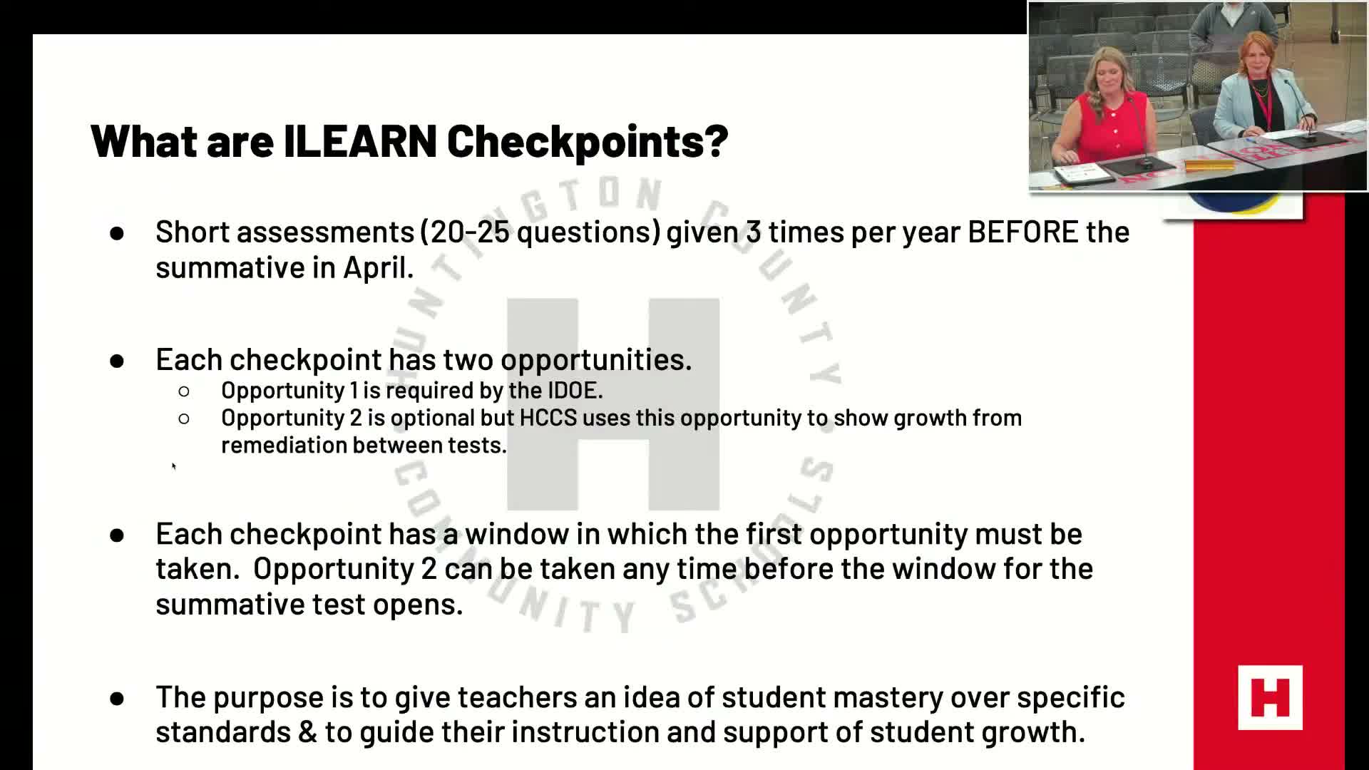 Huntington County staff describe statewide checkpoint reports and how teachers will use them